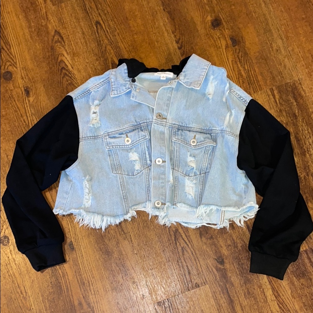 Dance & Marvel Light Blue and Black Jean Jacket